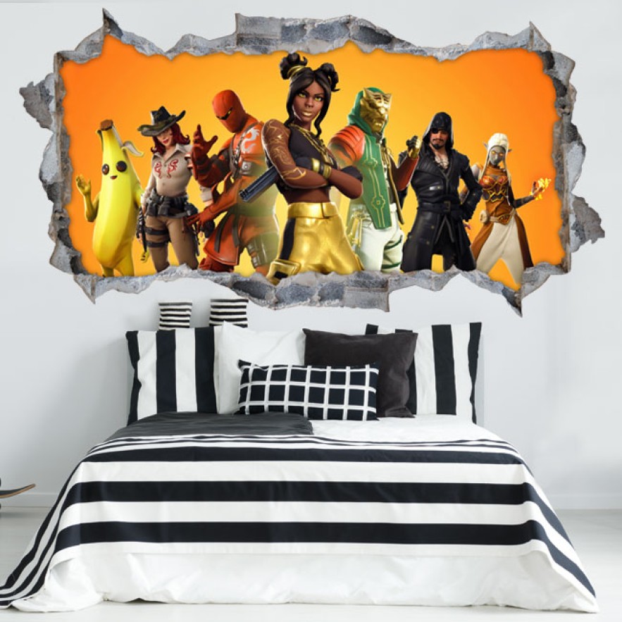 Vinilos agujeros 3d pared videojuego fortnite