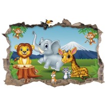 Vinilos agujero 3d animales zoo infantil