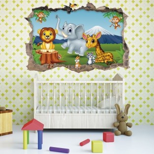 Vinilos agujero 3d animales zoo infantil Vinilos agujero 3d animales zoo infantil
