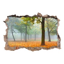 Vinilos agujero 3d paisaje árboles en otoño