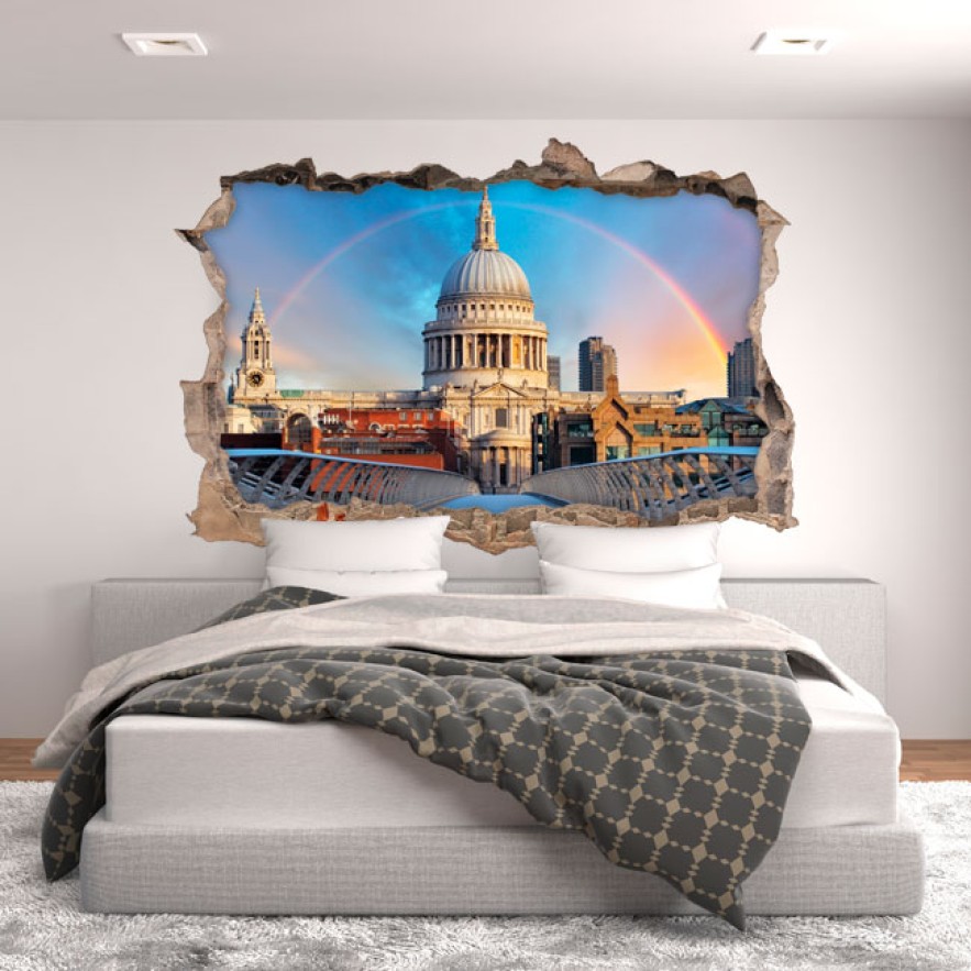 Vinilos agujero 3d catedral san pablo londres con arcoíris