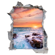 Vinilos agujeros 3d atardecer en el mar