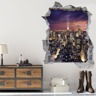 Vinilos agujero 3d atardecer en manhattan nueva york