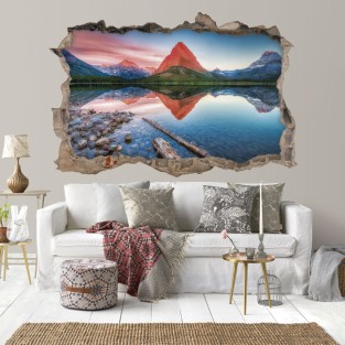 Vinilo agujero 3d atardecer lago swift current canada Vinilo agujero 3d atardecer lago swift current canada