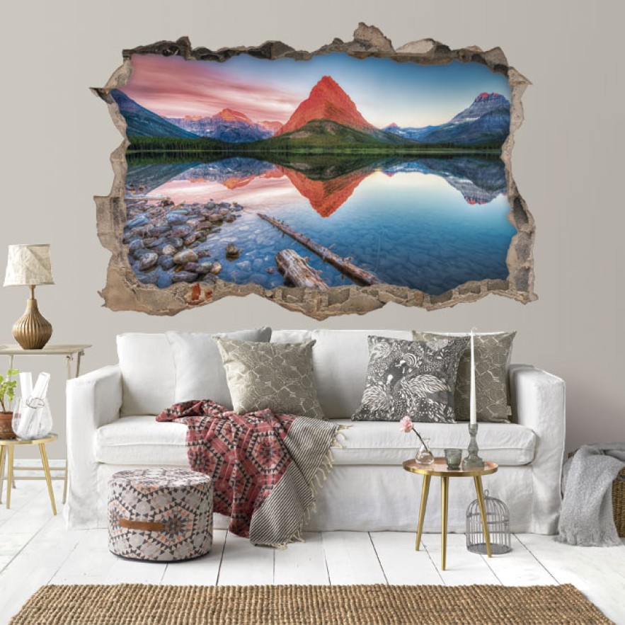 Vinilo agujero 3d atardecer lago swift current canada