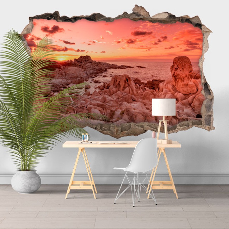 Vinilos agujero 3d atardecer punta molentis cerdeña