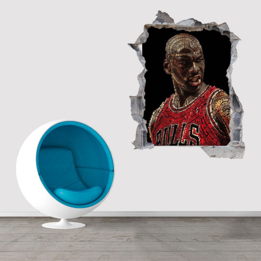 Vinilos agujero 3d baloncesto michael jordan
