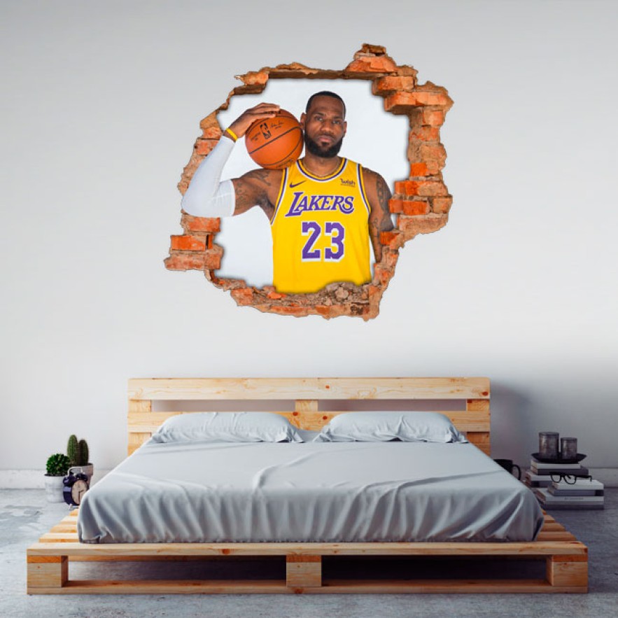 Vinilos agujero 3d basketball lebron james lakers nba