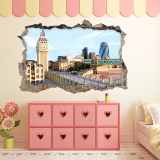 Vinilos agujero 3d big ben londres videojuego minecraft Vinilos agujero 3d big ben londres videojuego minecraft
