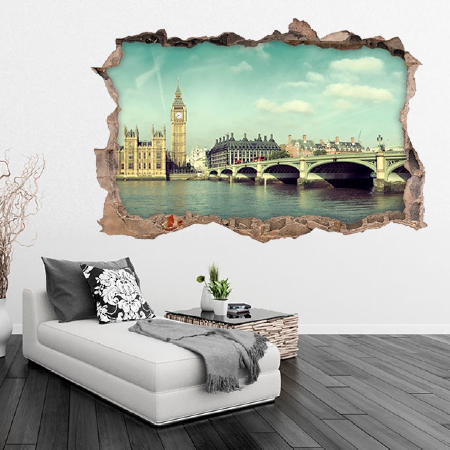 Vinilos agujero 3d big ben londres