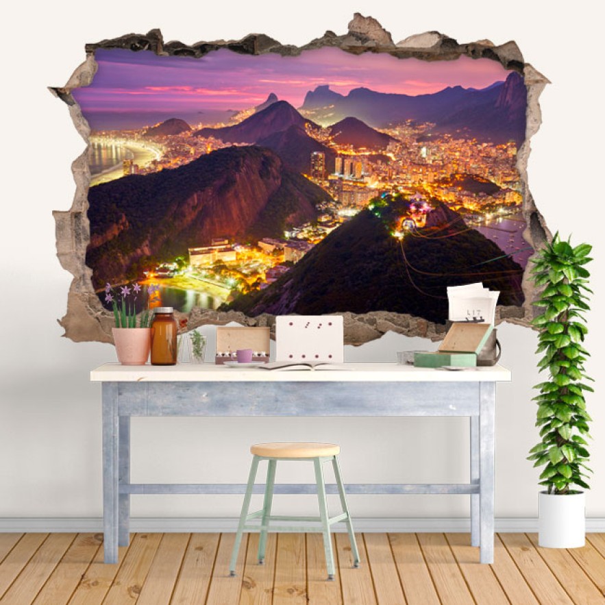 Vinilo agujero 3d río de janeiro al atardecer