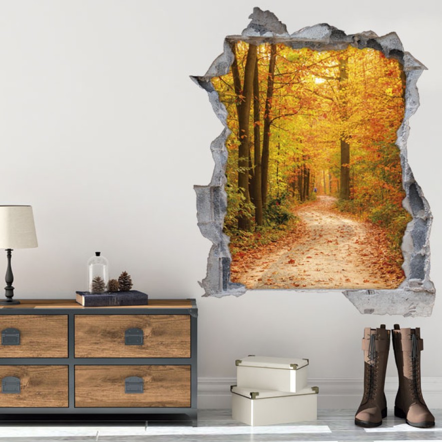 Vinilos agujero 3d camino en la naturaleza