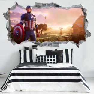 Vinilo agujero 3d capitán américa fortnite