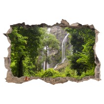 Vinilos agujero 3d cascada en la selva