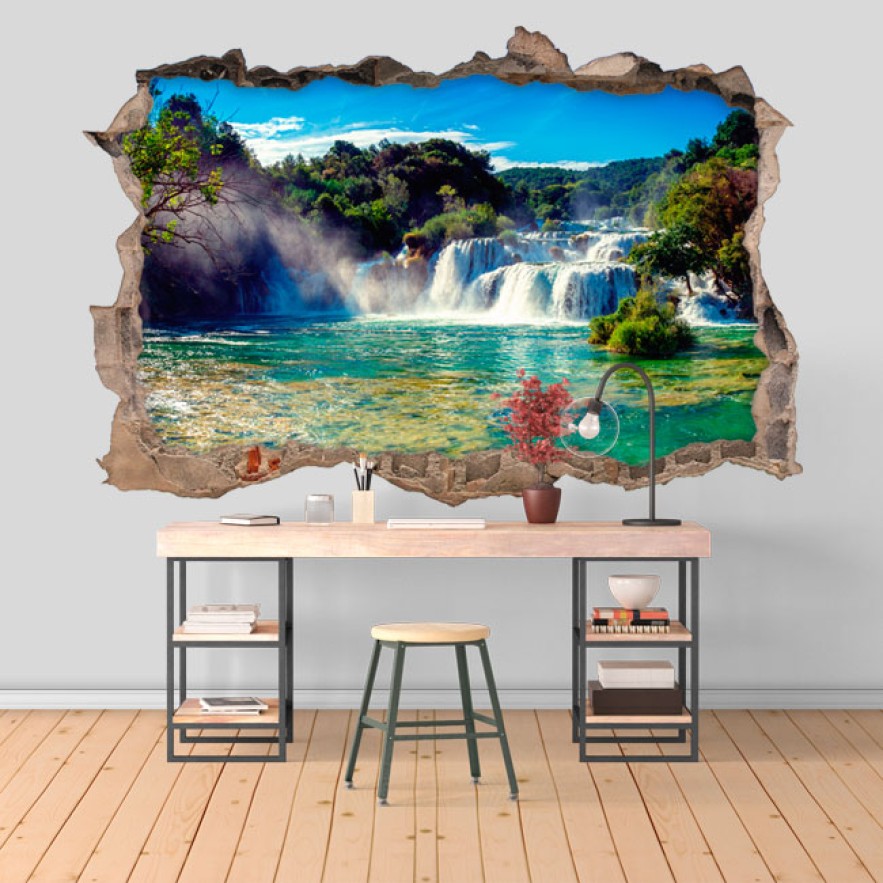 Vinilos agujero 3d cascadas parque nacional krka