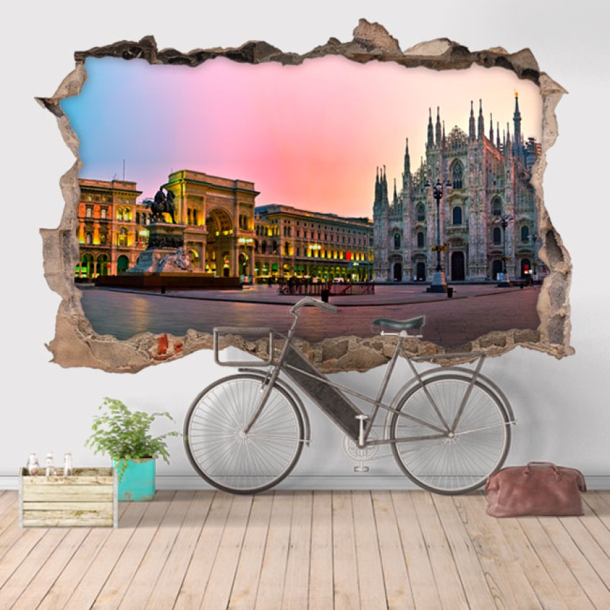 Vinilo agujero 3d catedral duomo milán italia