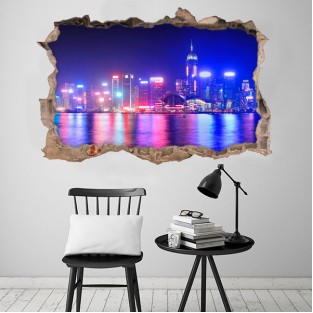 Vinilos agujero 3d ciudad hong kong Vinilos agujero 3d ciudad hong kong
