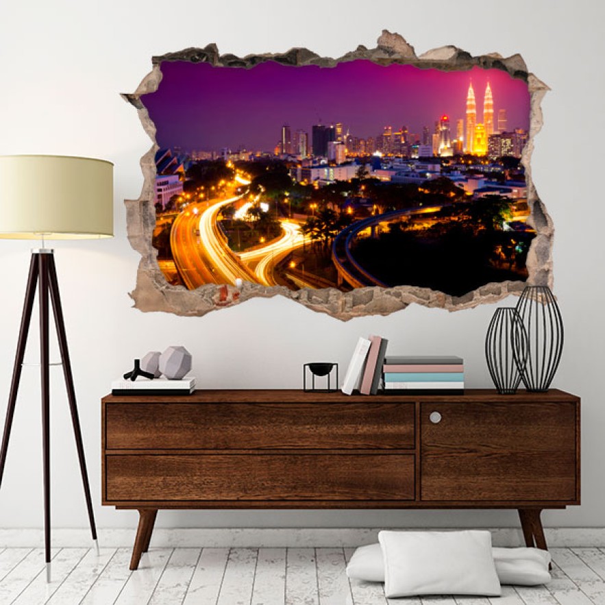 Vinilos agujero 3d kuala lumpur de noche