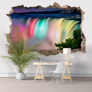 Vinilos agujero 3d cataratas del niágara coloridas