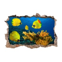 Vinilo agujero 3d corales y peces bajo el mar