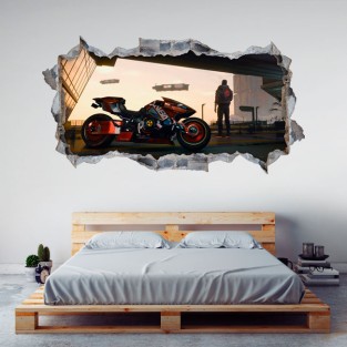 Vinilos agujero 3d moto cyberpunk 2077 Vinilos agujero 3d moto cyberpunk 2077