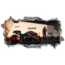 Vinilos agujero 3d moto cyberpunk 2077