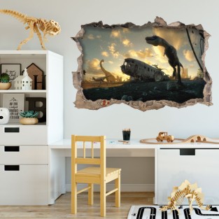 Vinilo pared 3d dinosaurios jurassic park