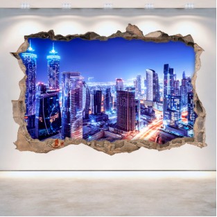 Vinilos agujero 3d dubai de noche
