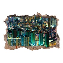 Vinilos agujero 3d edificios hong kong iluminados