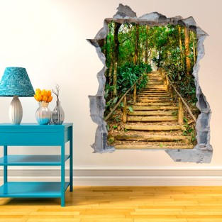 Vinilos agujero 3d escalera en la montaña