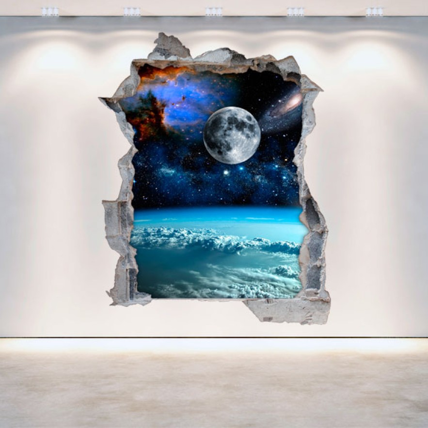 Vinilos agujero 3d espacio y planetas