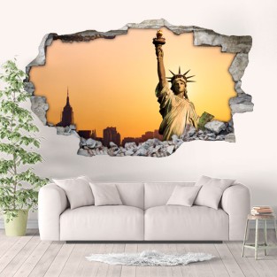 Vinilos agujero 3d estatua de la libertad