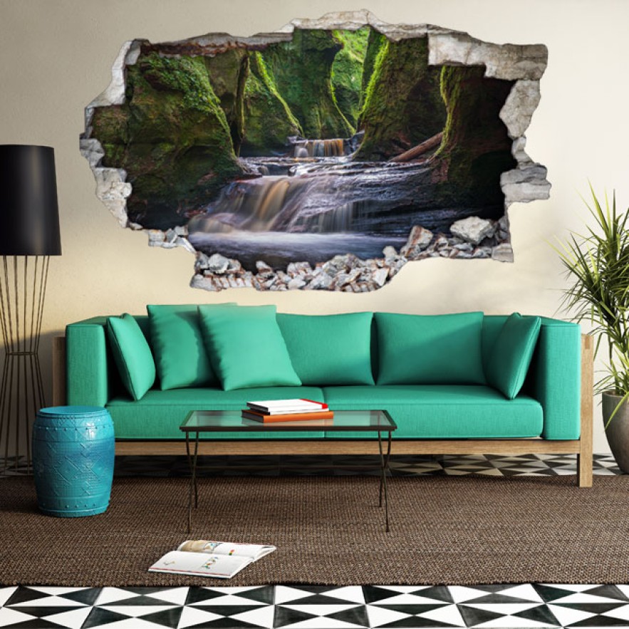 Vinilos agujero 3d paisaje finnich glen escocia