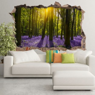 Vinilos agujero 3d flores campanillas azules en el bosque Vinilos agujero 3d flores campanillas azules en el bosque