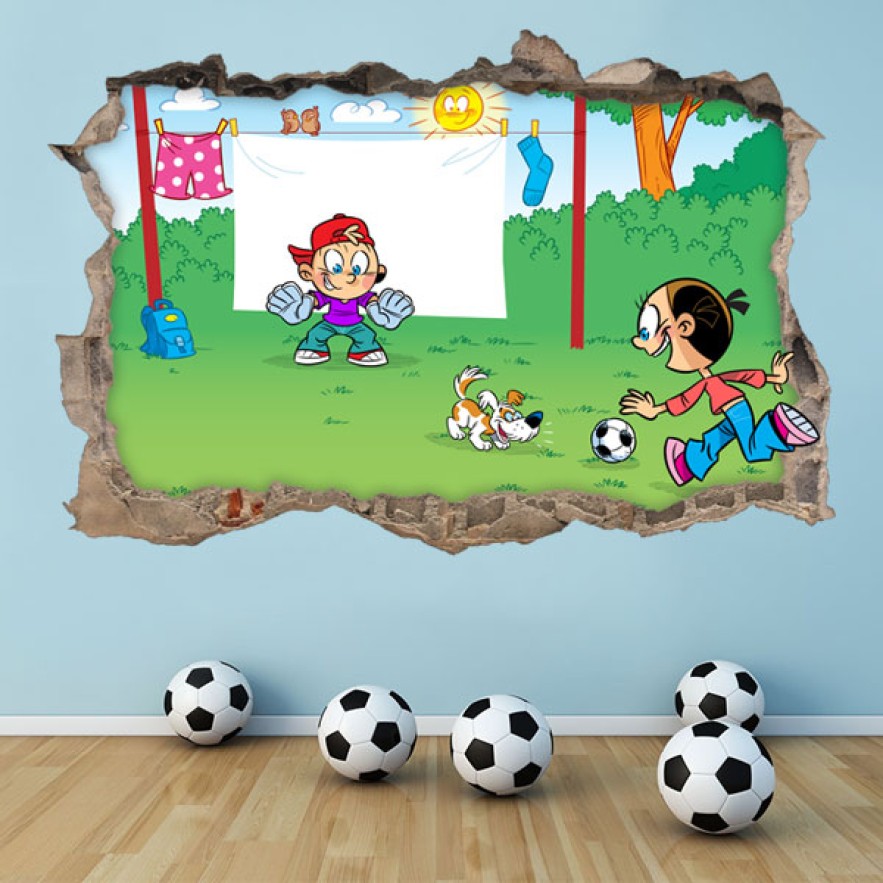 Vinilos agujero 3d fútbol infantil