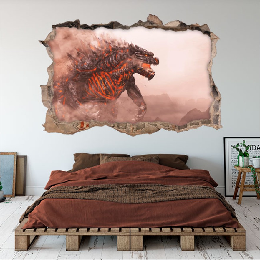 Vinilo agujero 3d godzilla