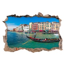 Vinilos agujero 3d paisaje góndola venecia