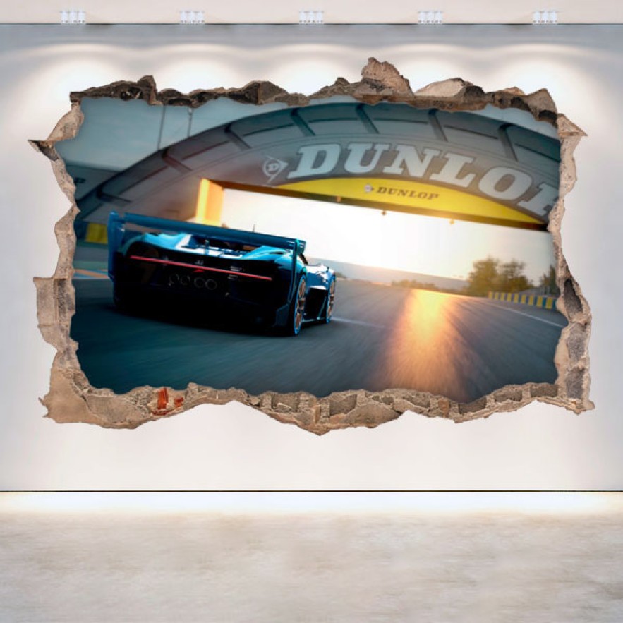 Vinilo agujero 3d videojuego gran turismo bugatti vision