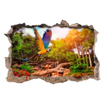 Vinilo agujero 3d guacamayo
