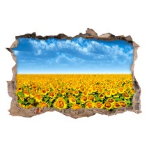 Vinilos agujero 3d paisaje campo girasoles