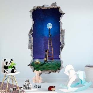 Vinilos agujero 3d infantiles escalera a la luna Vinilos agujero 3d infantiles escalera a la luna