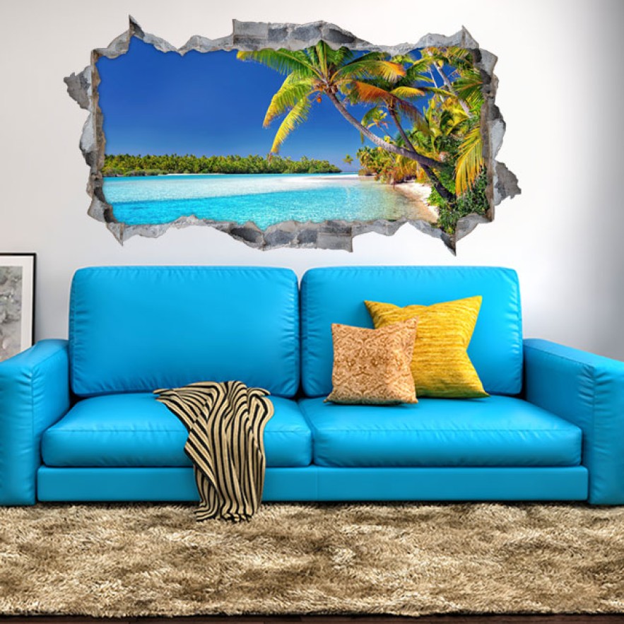 Vinilos agujeros 3d playa islas cook nueva zelanda