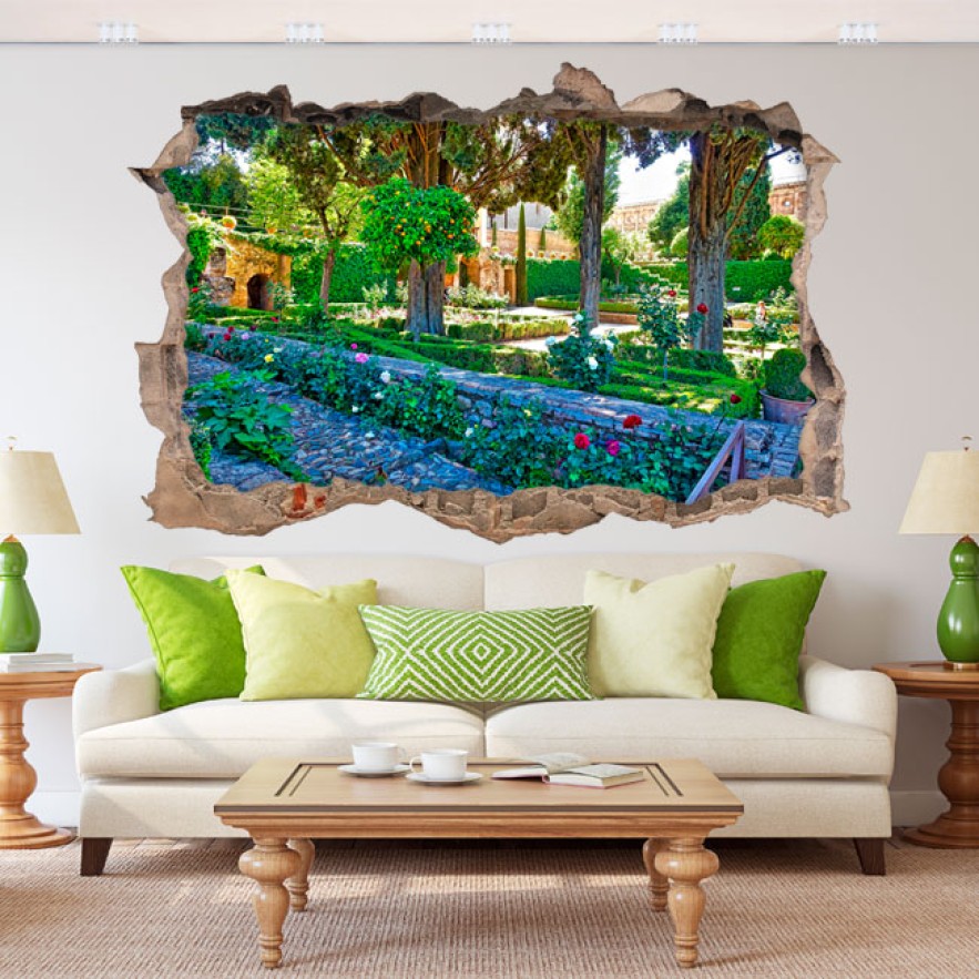 Vinilos agujero 3d jardín la alhambra