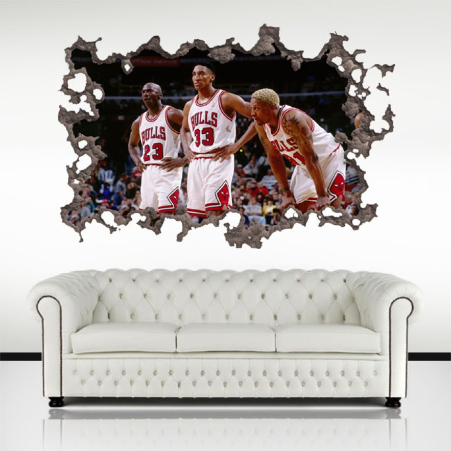 Vinilos agujero 3d jugadores baloncesto chicago bulls