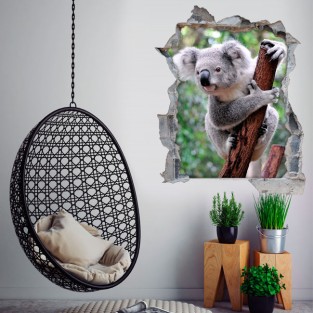 Vinilo agujero 3d koala en árbol