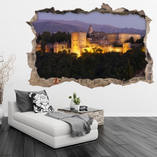 Vinilos agujero 3d la alhambra granada iluminada Vinilos agujero 3d la alhambra granada iluminada
