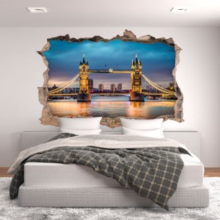 Vinilos agujero 3d londres puente de la torre iluminado Vinilos agujero 3d londres puente de la torre iluminado