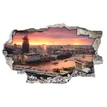 Vinilos agujero 3d panorámica londres atardecer