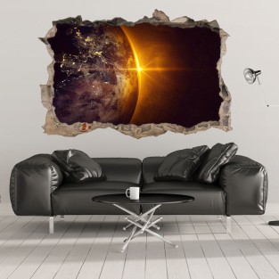 Vinilos agujero 3d planeta tierra y sol Vinilos agujero 3d planeta tierra y sol