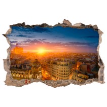 Vinilos agujero 3d madrid al atardecer